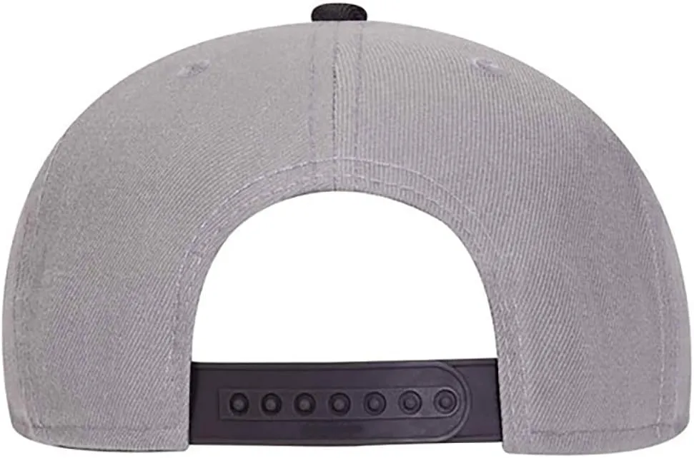 Ashen Fane Wool Blend 6 Panel Snapback Flat Bill Two Tone Hat