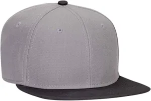 Ashen Fane Wool Blend 6 Panel Snapback Flat Bill Two Tone Hat
