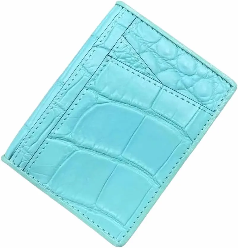 Authentic Crocodile Skin Women Fashion Colorful Card Holders Genuine Alligator Leather Lady Small Short Wallet Female Card Purse (Grass green), HF-01602