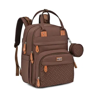 BabbleRoo Diaper Bag Backpack - Baby Essentials Travel Tote - Multi Function Waterproof Diaper Bag, Travel Essentials Baby Bag with Changing Pad, Stroller Straps & Pacifier Case - Unisex, Brown