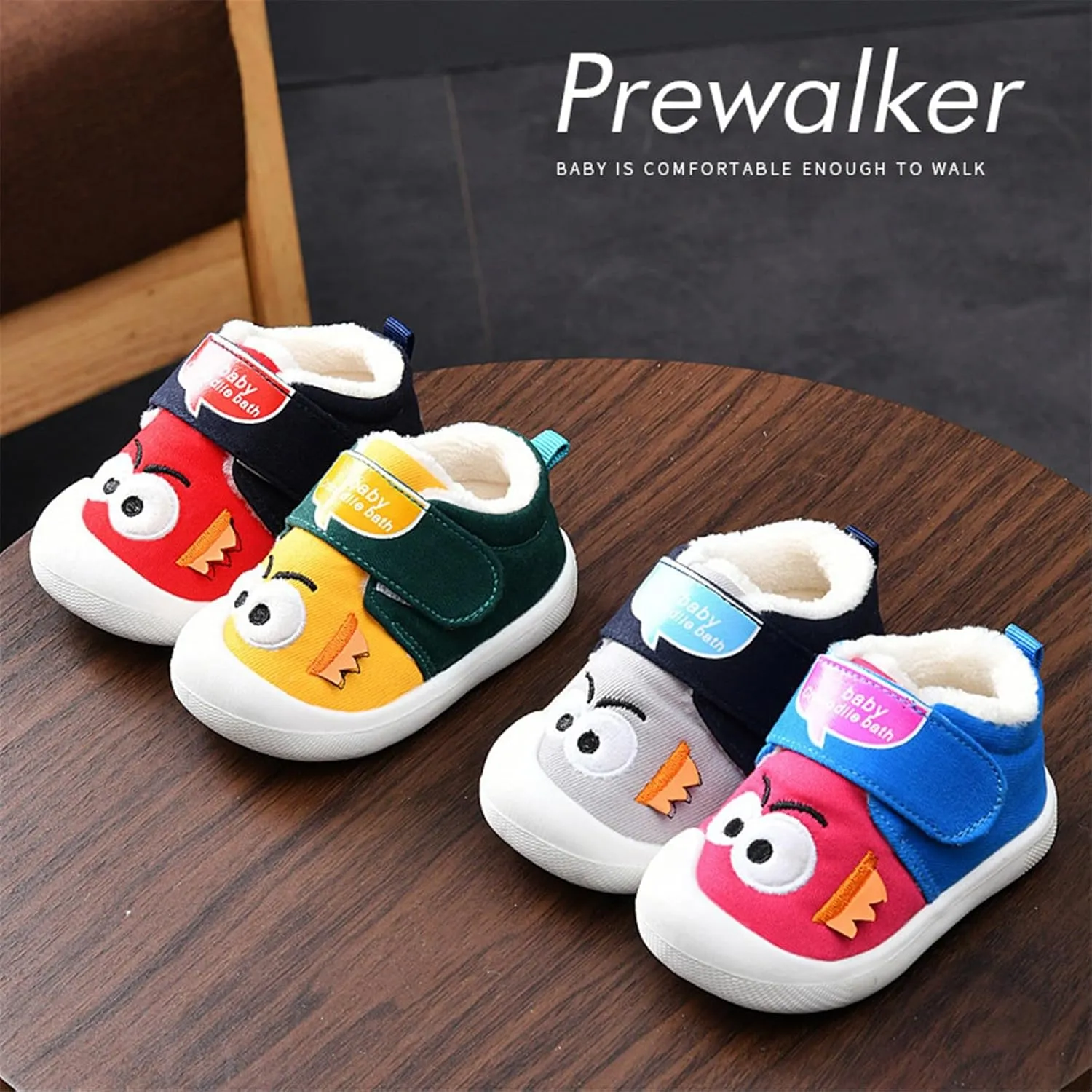 Baby Booties Girls Boys First Walkers Shoes Infant Non Slip Sneakers Cozy Fleece Ankle Booties Newborn Kids Sneakers