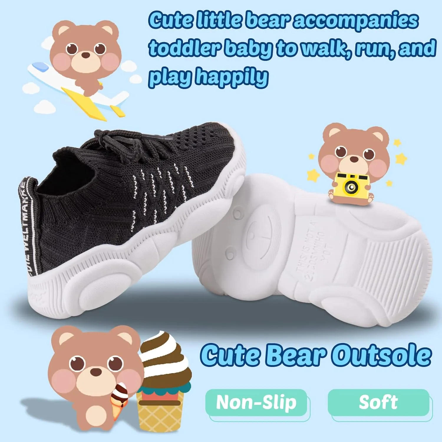 Baby Boy Girl First Walking Shoes Toddler Infant Mesh Sneakers Breathable Lightweight Non-slip Rubber Sole Summer