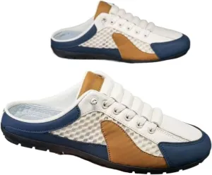 Backless Tennis Shoes for Men Wide Mule Sneakers Slip on House Slippers Platform Lace Up Mesh Breathable Lightweight Casual Walking Slides Office Business Casual Sport Shoes Running Travel Driving