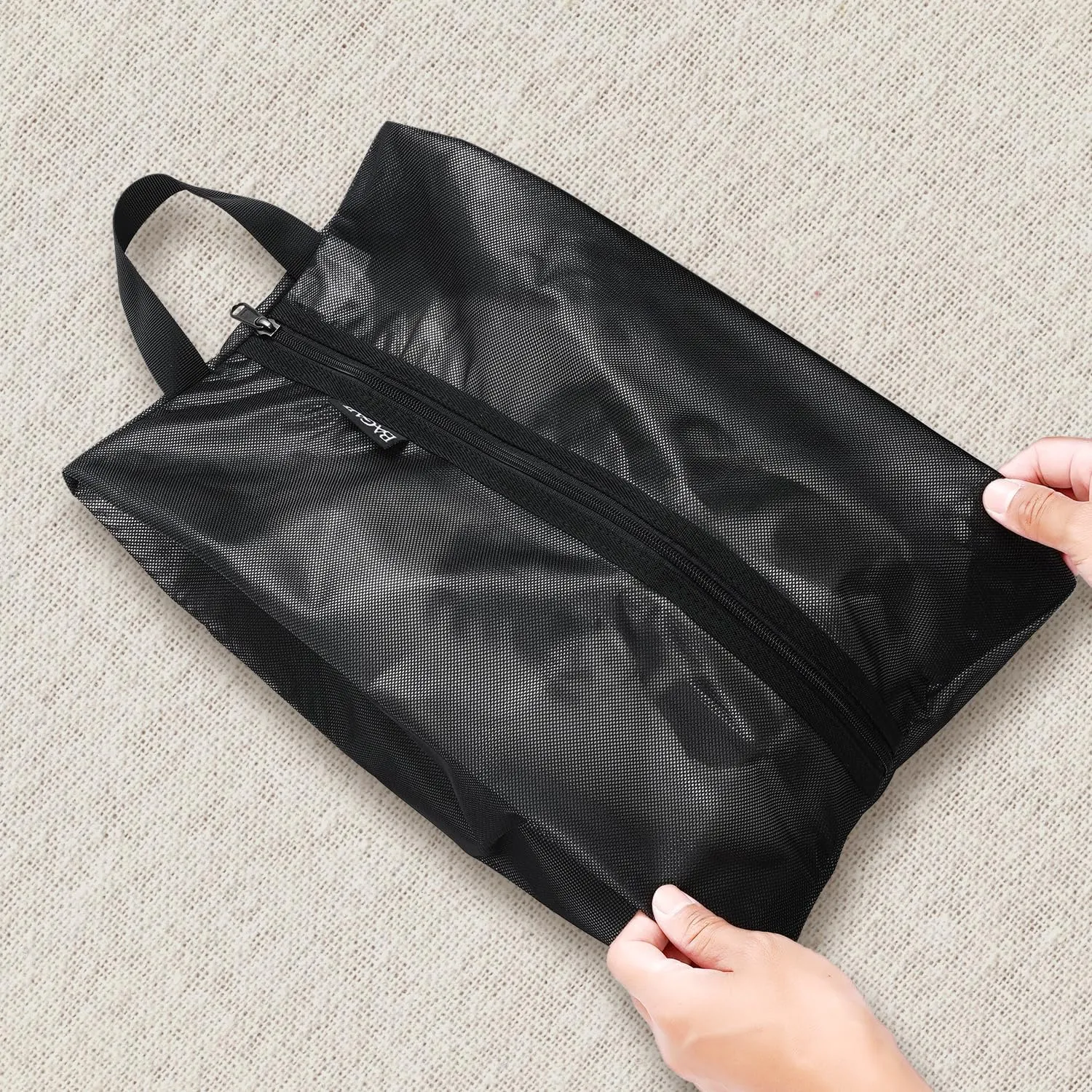 Bagail Shoe Bags for Travel,Set of 2 Shoe Bags for Storage in Closet,Transparent Shoe Packing Organizers with YKK Zipper (M 16"x9"3.6", Classic Black 2pcs)