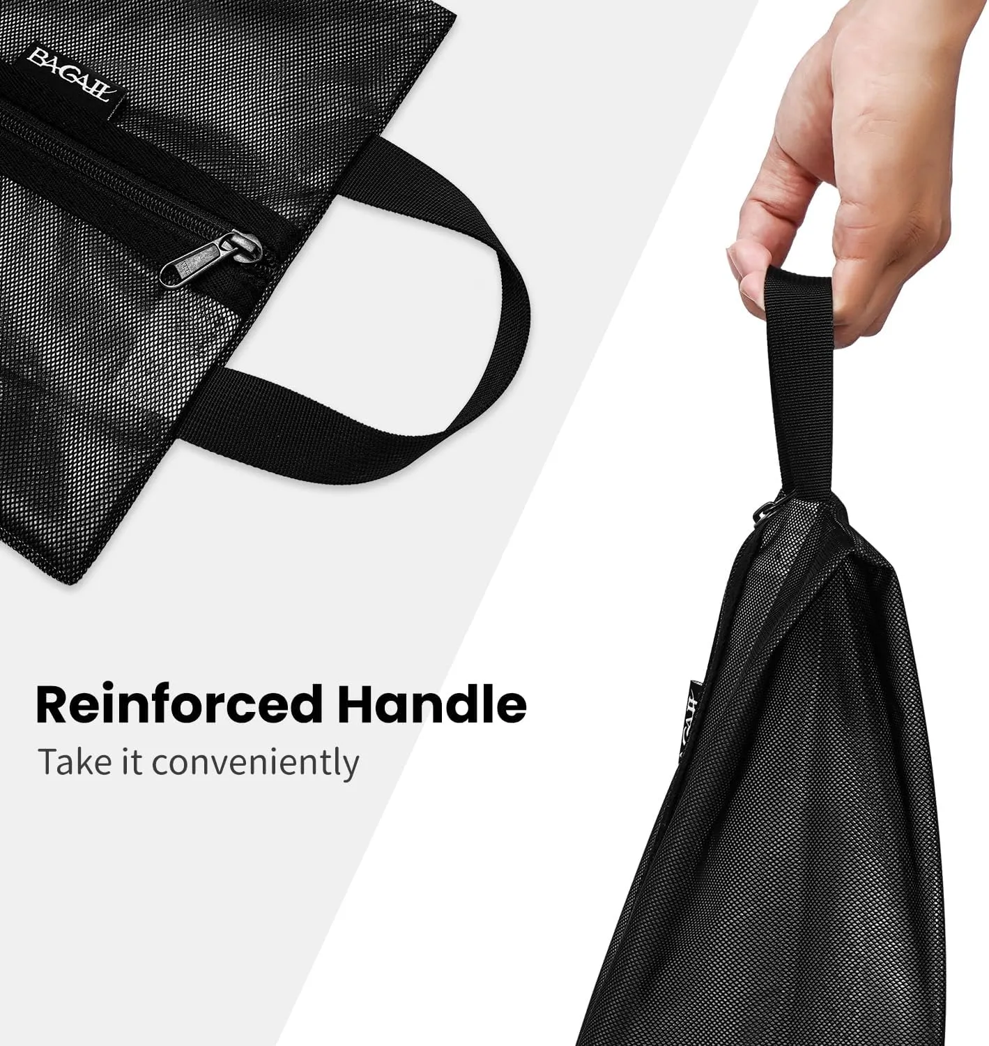 Bagail Shoe Bags for Travel,Set of 2 Shoe Bags for Storage in Closet,Transparent Shoe Packing Organizers with YKK Zipper (M 16"x9"3.6", Classic Black 2pcs)