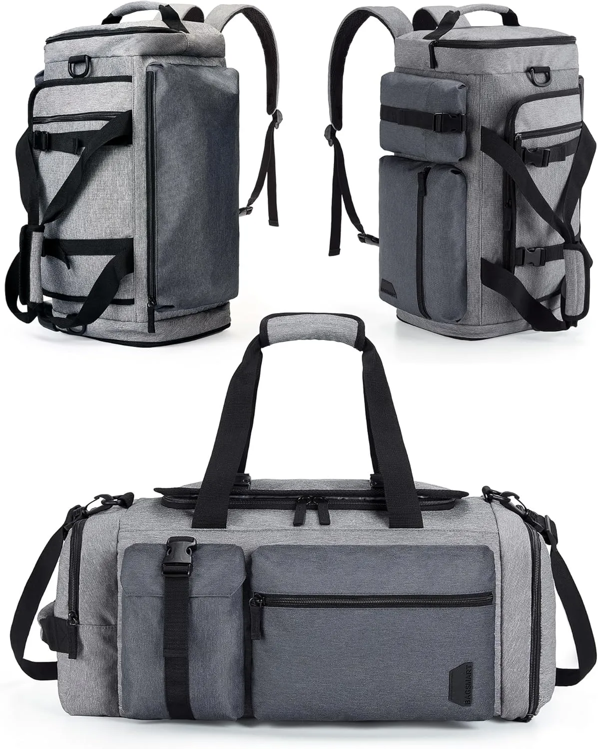 BAGSMART Gym Bag for Men, Sports Duffel Bags for Traveling, Weekender Overnight Bag with Shoe Laptop Compartment, Carry on Backpack for Airplanes-Gray