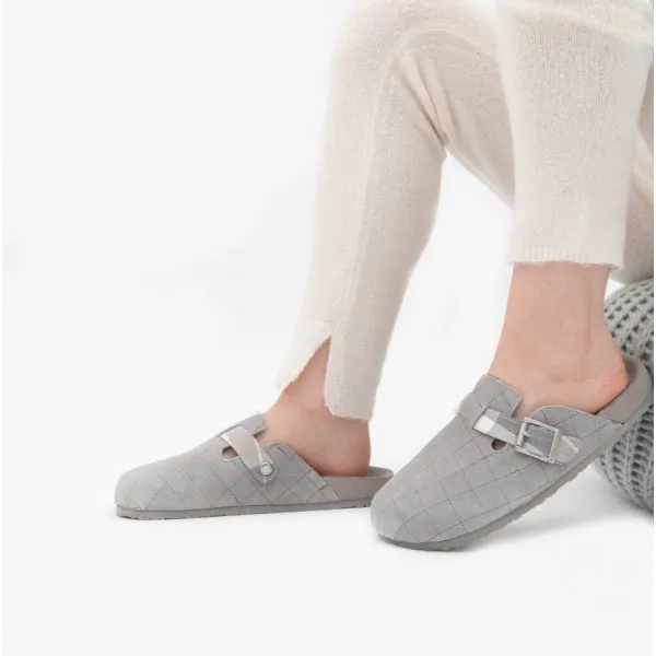 Barbour AINSLEY Womens Suede Mule Slippers Grey