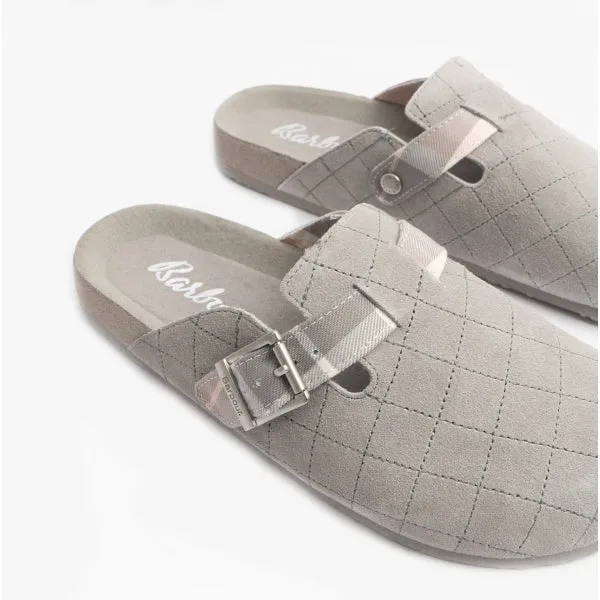 Barbour AINSLEY Womens Suede Mule Slippers Grey