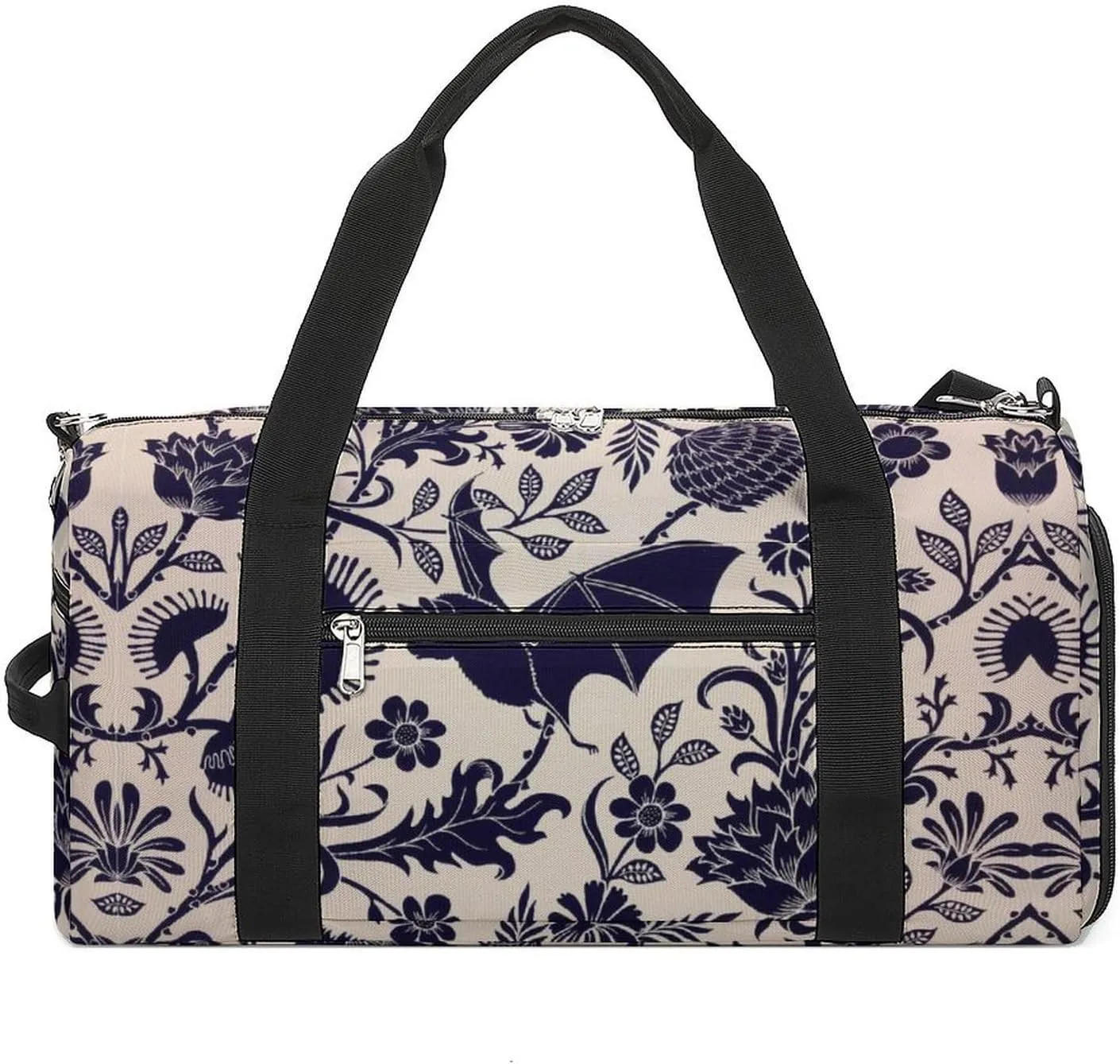 Bat Flower Sport Gym Duffle Travel Bag with Shoe Compartment,Wet Pocket for Men and Women