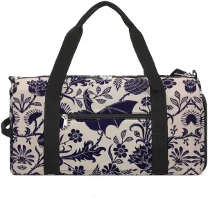 Bat Flower Sport Gym Duffle Travel Bag with Shoe Compartment,Wet Pocket for Men and Women