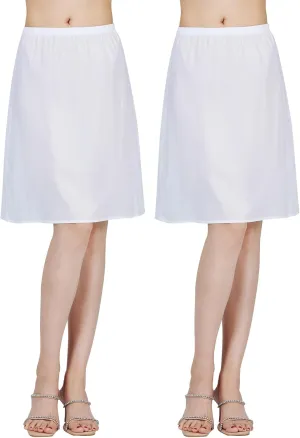 BEAUTELICATE Womens Half Slip 100% Cotton Vintage Underskirt Knee Length Pack of 2