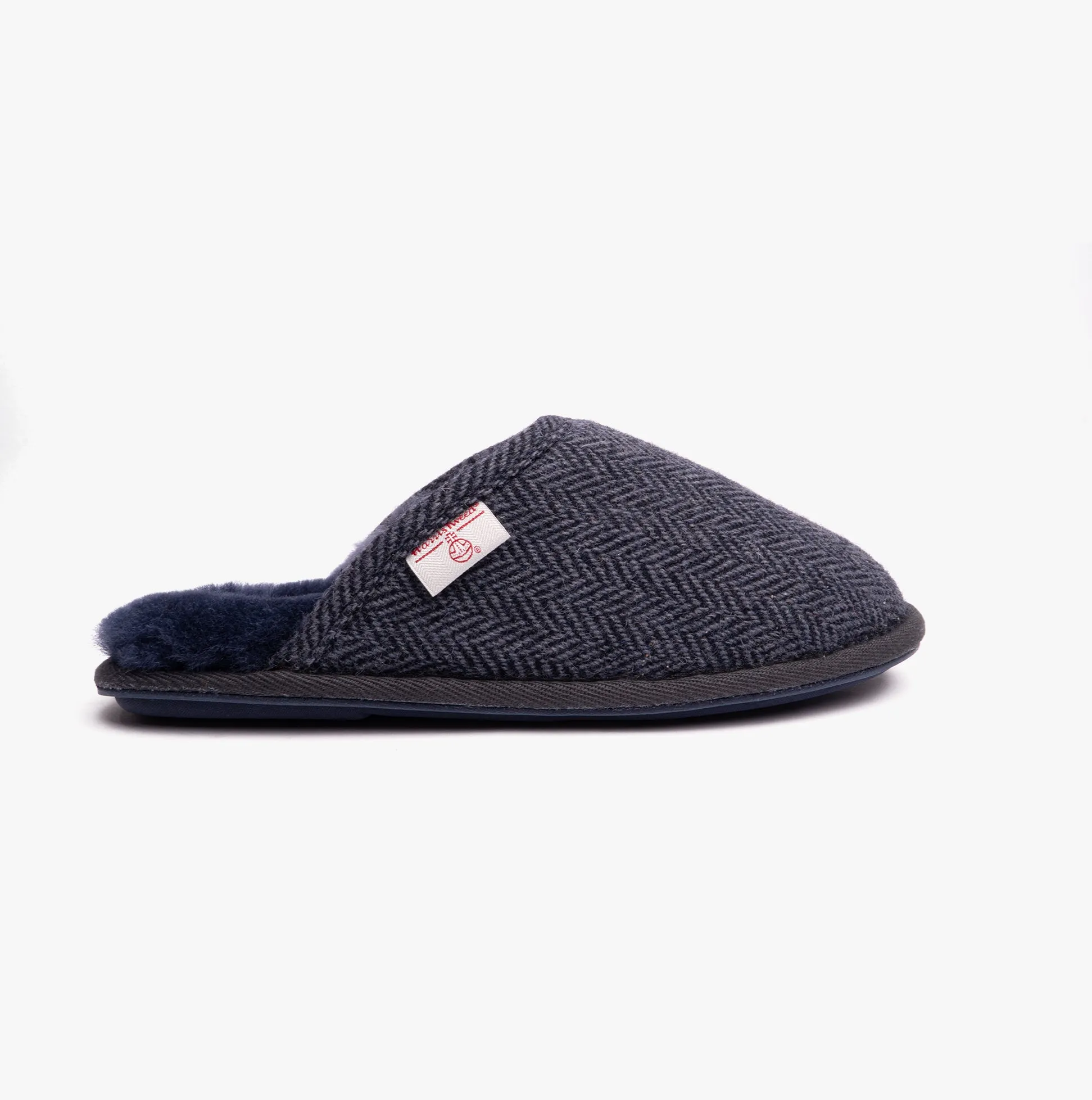 Bedroom Athletics WILLIAM Mens Mule Slippers Navy Herringbone