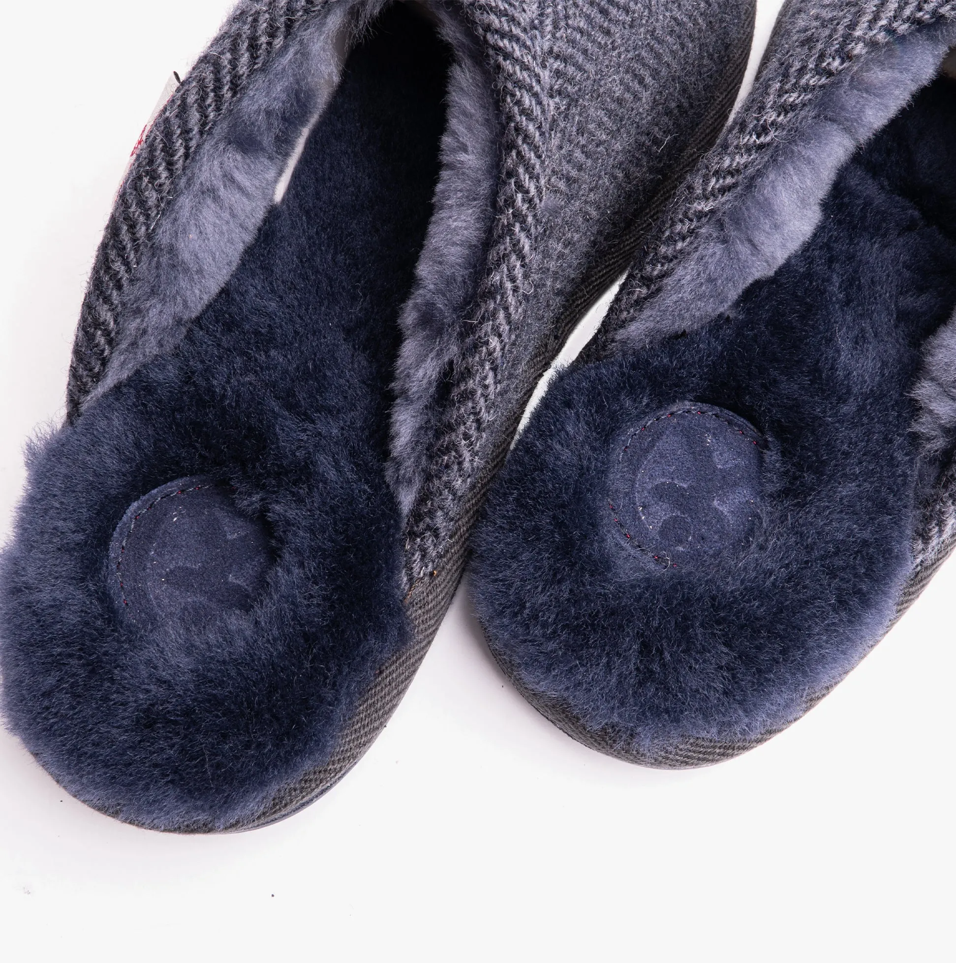 Bedroom Athletics WILLIAM Mens Mule Slippers Navy Herringbone