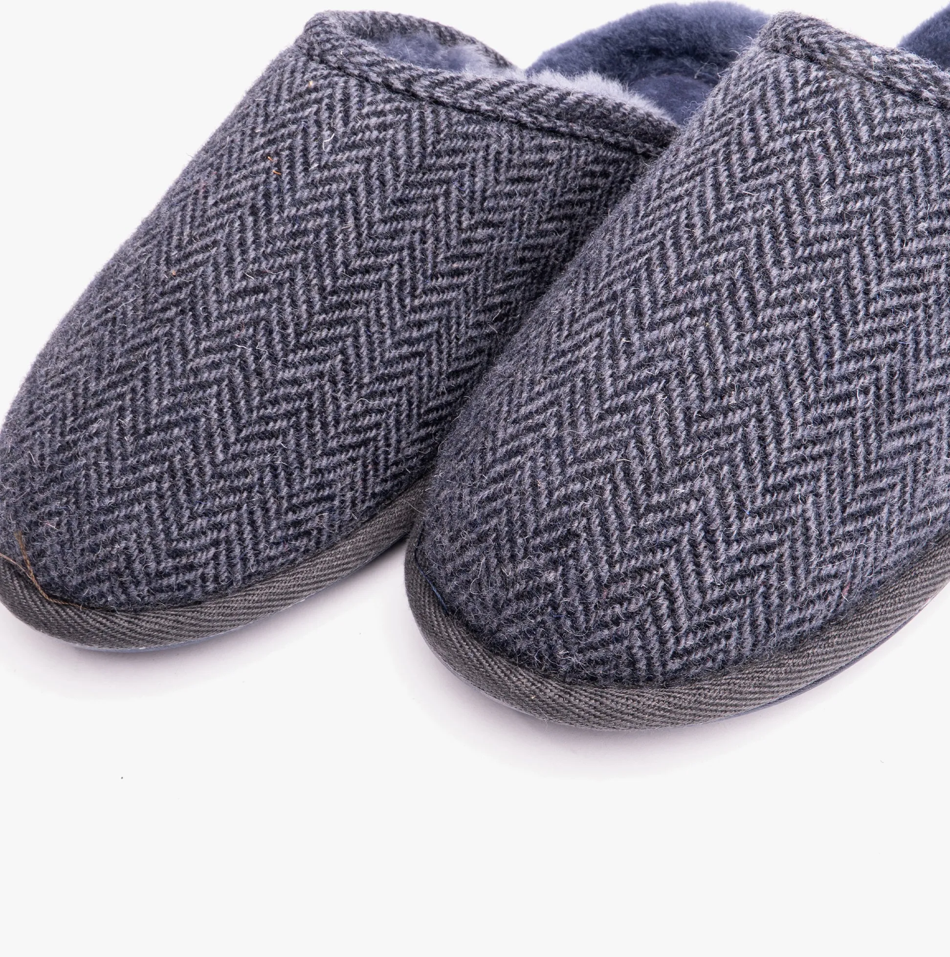 Bedroom Athletics WILLIAM Mens Mule Slippers Navy Herringbone