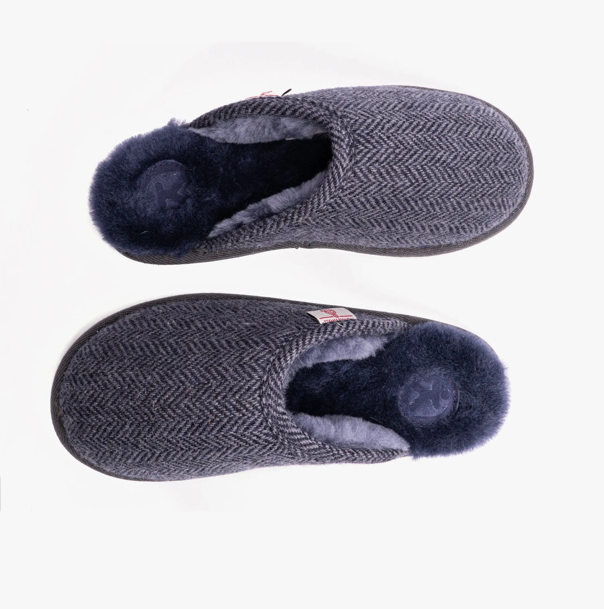 Bedroom Athletics WILLIAM Mens Mule Slippers Navy Herringbone