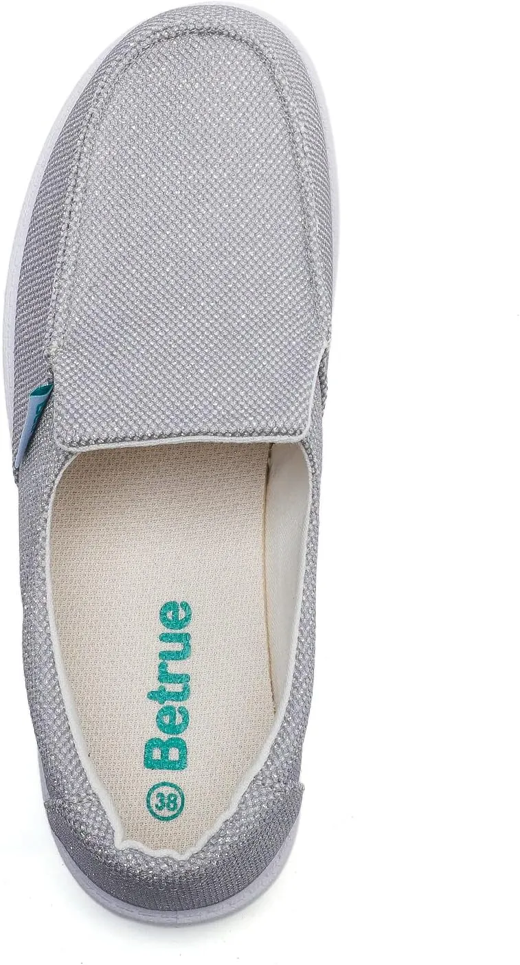 Betrue Lightweight Boat Shoes for Women, Womens Casual Loafers, Womens Slip On Deck Shoes, Breathable Canvas Walking Shoes for Women