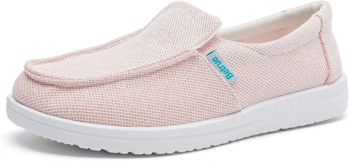 Betrue Lightweight Boat Shoes for Women, Womens Casual Loafers, Womens Slip On Deck Shoes, Breathable Canvas Walking Shoes for Women