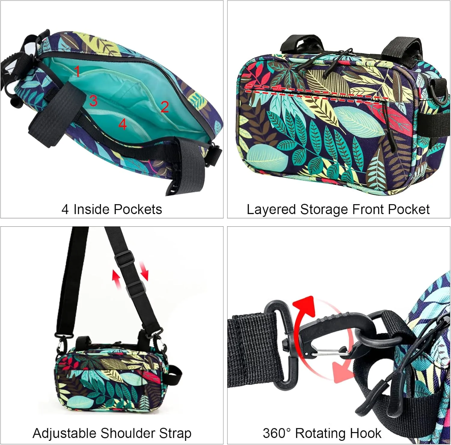 Bike Bags for Bicycles, Waterproof Bike Handlebar Bag Bicycle Front Bag Shoulder Bag Storage Bag with Shoulder Strap, Road Mountain Bike Cycling Accessories