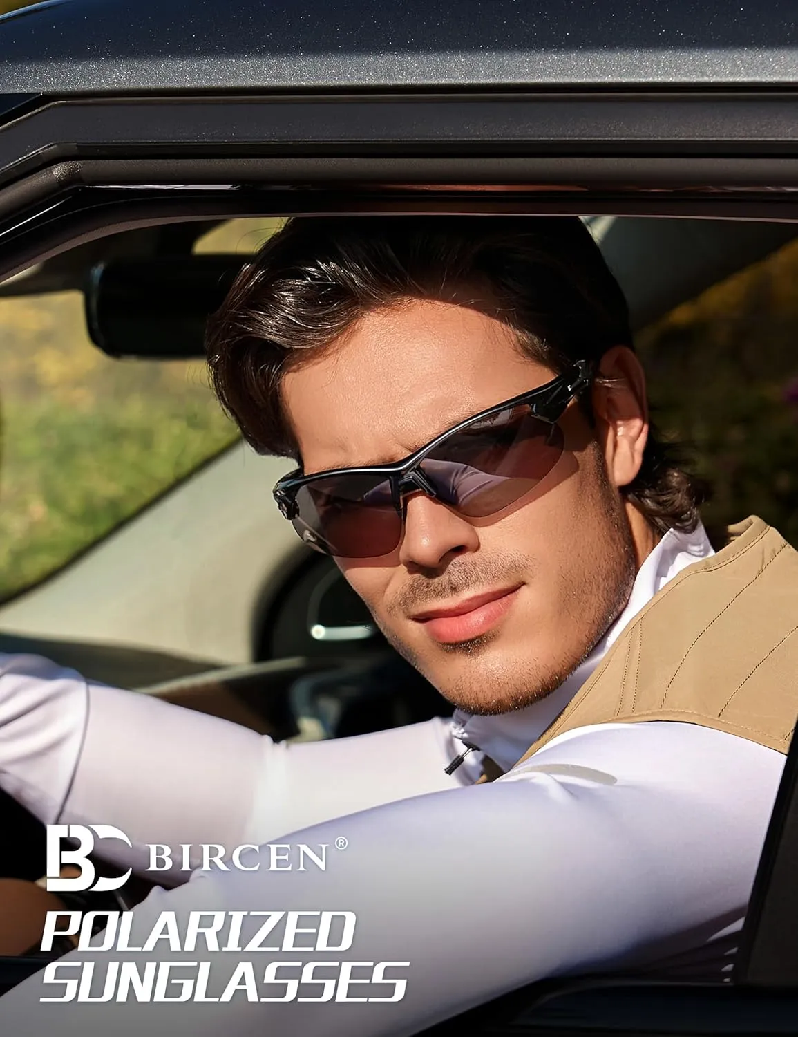 BIRCEN Polarized Sport Sunglasses for Men: UV Protection Fishing Shades for Golf Baseball Driving Motorcycle BC3065