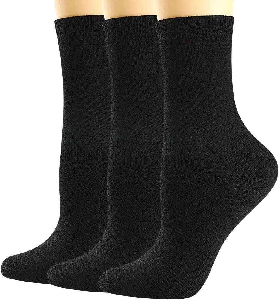 BISOUSOX Merino Wool Socks for Women Thin Black Womens Dress Socks Lightweight Crew Smart Wool Hiking Socks for Women