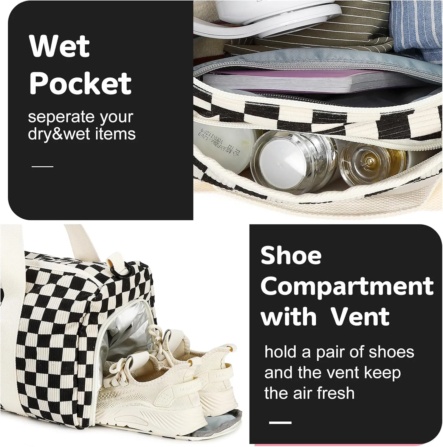 BLUBOON Duffle Bag Girls Kids Cute Gym Bag with Shoes Compartment & Wet Separation Waterproof Sports Overnight Travel Bag