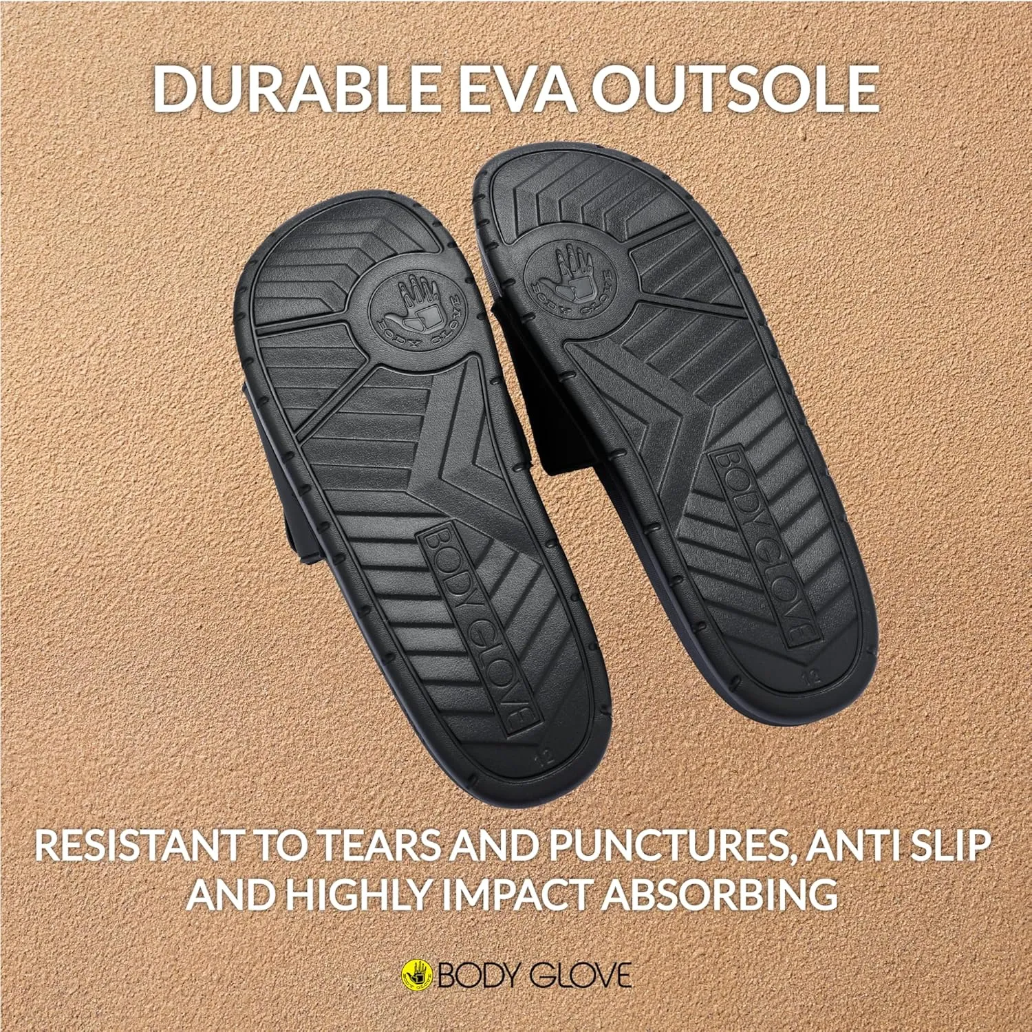 Body Glove Men’s Slides, Cushioned Slide-on Sandal Slippers with Padded Adjustable Strap