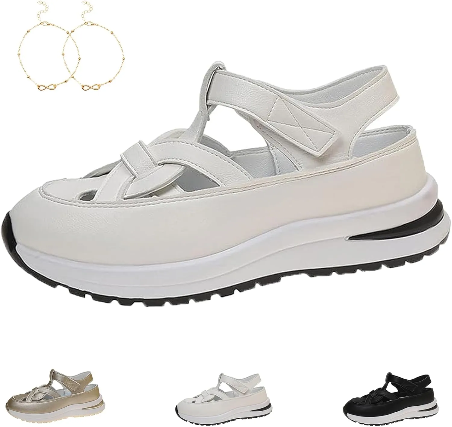 Bomre Shoes, Bomre Orthopedic Shoes, Aveta Orthopedic Sandals, Bootara Women's Plus Size Hollow-Out Casual Sandals, Closed Toe Platform Sandals Height-Boosting Thick Sole,Hiking & Casual Wear