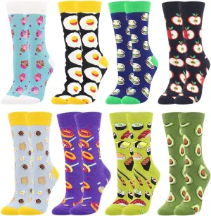 BONANGEL Women's Girls Novelty Funny Crew Socks,Crazy Cute Animal Food Design Socks Cotton,Girl's Gift