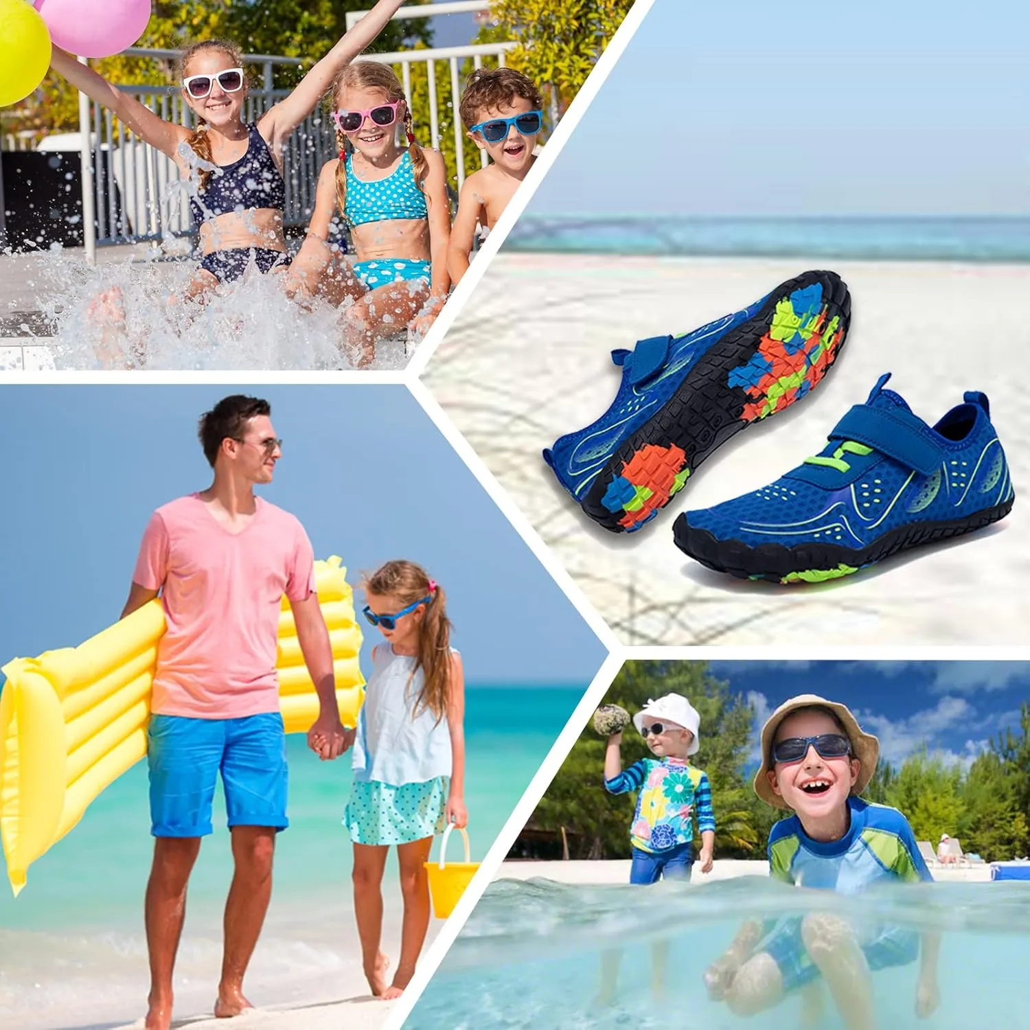 Boys & Girls Water Shoes Lightweight Comfort Sole Easy Walking Athletic Slip on Aqua 5 Toe Sock(Toddler/Little Kid/Big Kid)