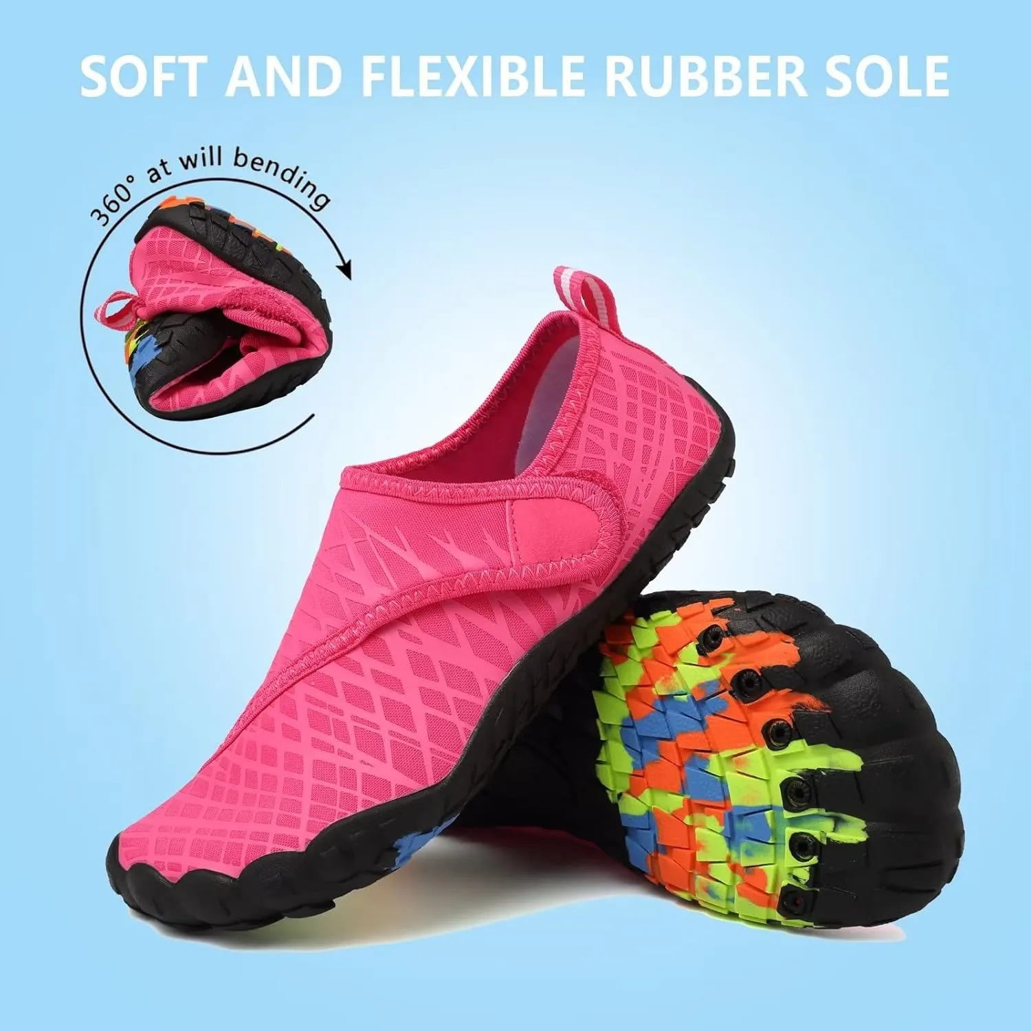Boys & Girls Water Shoes Lightweight Comfort Sole Easy Walking Athletic Slip on Aqua 5 Toe Sock(Toddler/Little Kid/Big Kid)