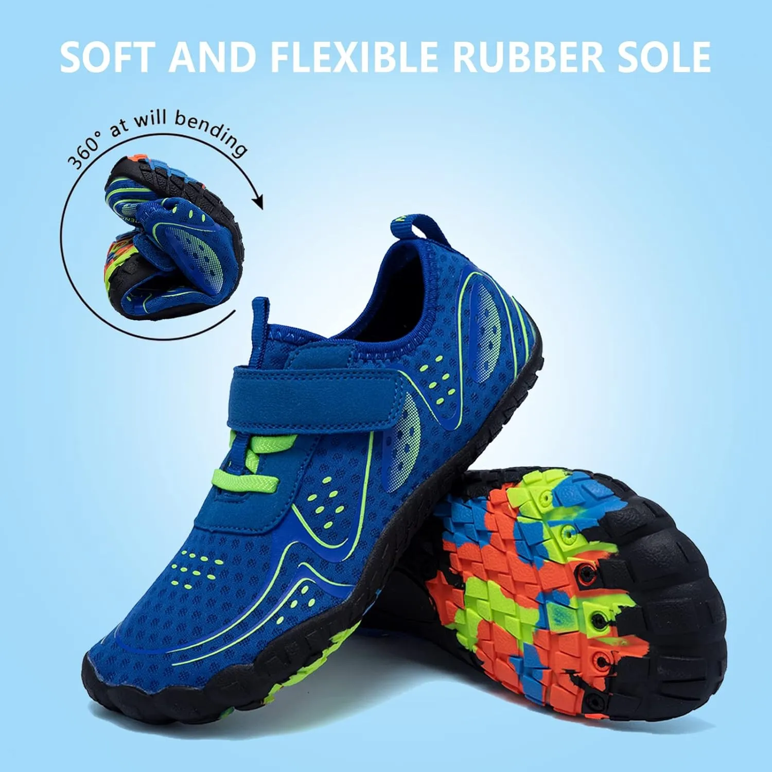 Boys & Girls Water Shoes Lightweight Comfort Sole Easy Walking Athletic Slip on Aqua 5 Toe Sock(Toddler/Little Kid/Big Kid)