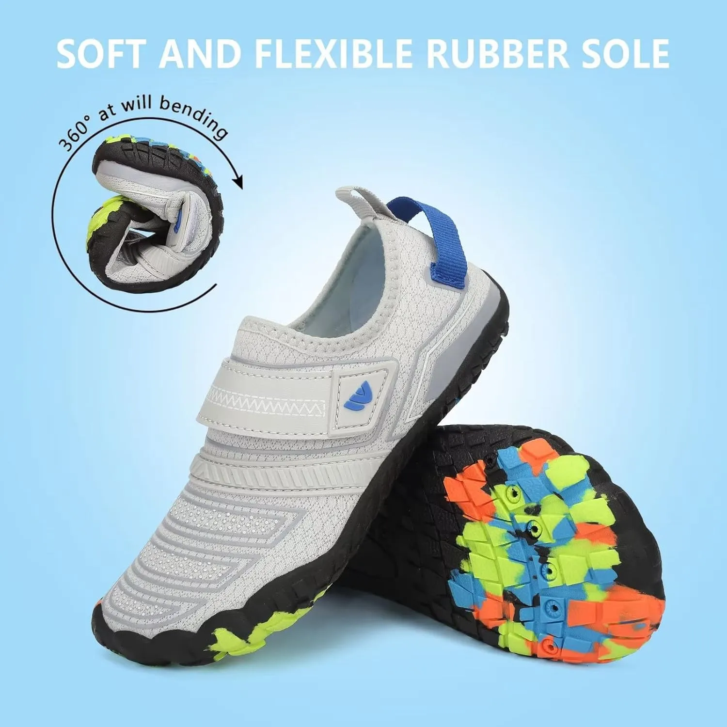 Boys & Girls Water Shoes Lightweight Comfort Sole Easy Walking Athletic Slip on Aqua 5 Toe Sock(Toddler/Little Kid/Big Kid)