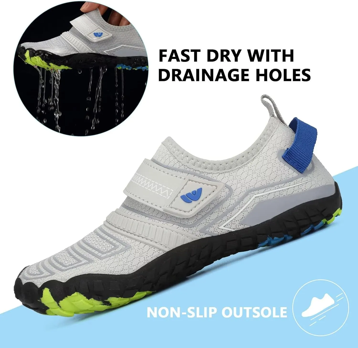 Boys & Girls Water Shoes Lightweight Comfort Sole Easy Walking Athletic Slip on Aqua 5 Toe Sock(Toddler/Little Kid/Big Kid)