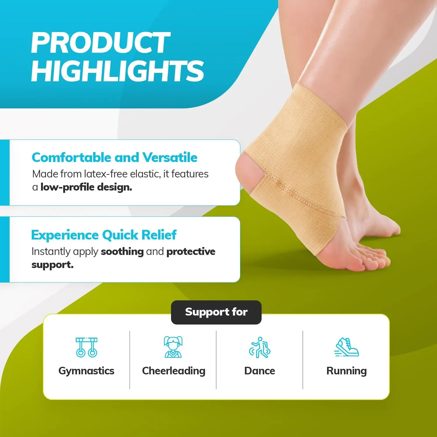 BraceAbility Elastic Ankle Support Brace - Lightweight Slip-on Compression Sleeve for Gymnastics, Dance, Sports, Running, and Sprained Foot Swelling (2XL)