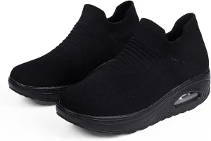 Breathable Casual Air Cushion Slip-On Orthopedic Diabetic Walking Shoes, Women's Walking Shoes Sock Sneakers