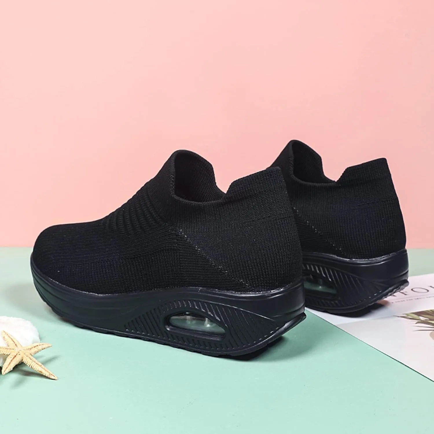 Breathable Casual Air Cushion Slip-On Orthopedic Diabetic Walking Shoes, Women's Walking Shoes Sock Sneakers