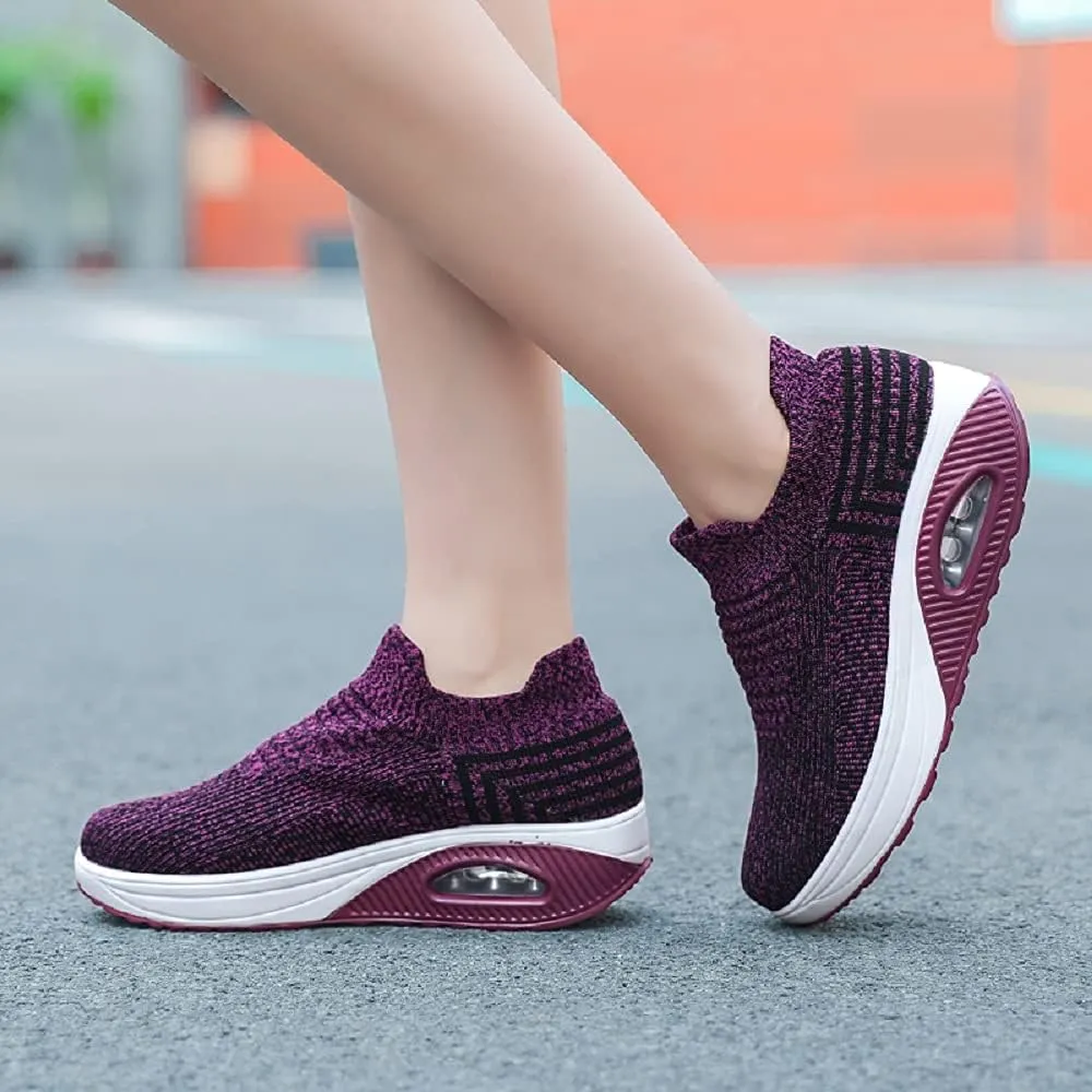Breathable Casual Air Cushion Slip-On Orthopedic Diabetic Walking Shoes, Women's Walking Shoes Sock Sneakers