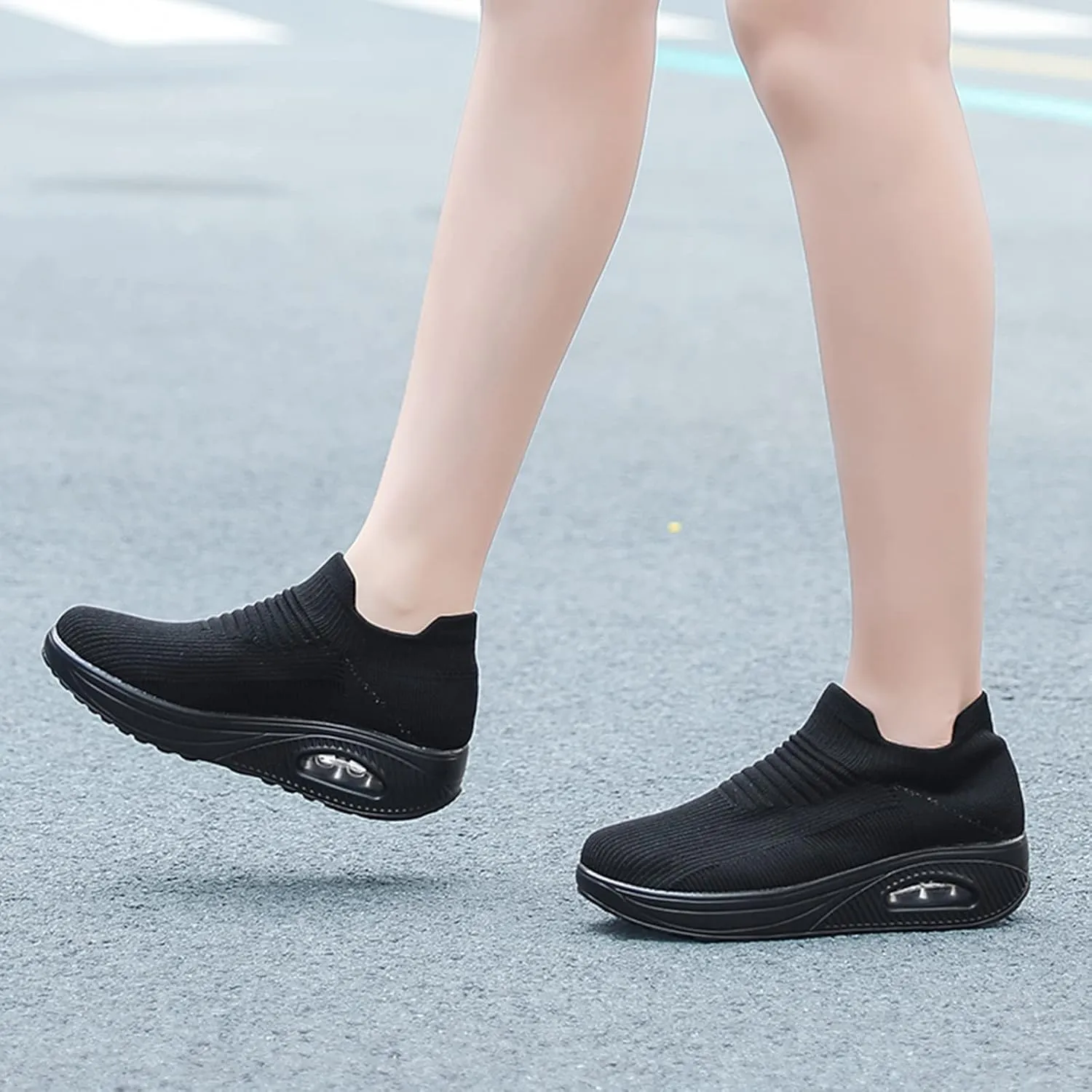 Breathable Casual Air Cushion Slip-On Orthopedic Diabetic Walking Shoes, Women's Walking Shoes Sock Sneakers