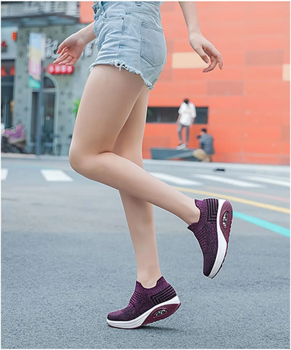 Breathable Casual Air Cushion Slip-On Orthopedic Diabetic Walking Shoes, Women's Walking Shoes Sock Sneakers