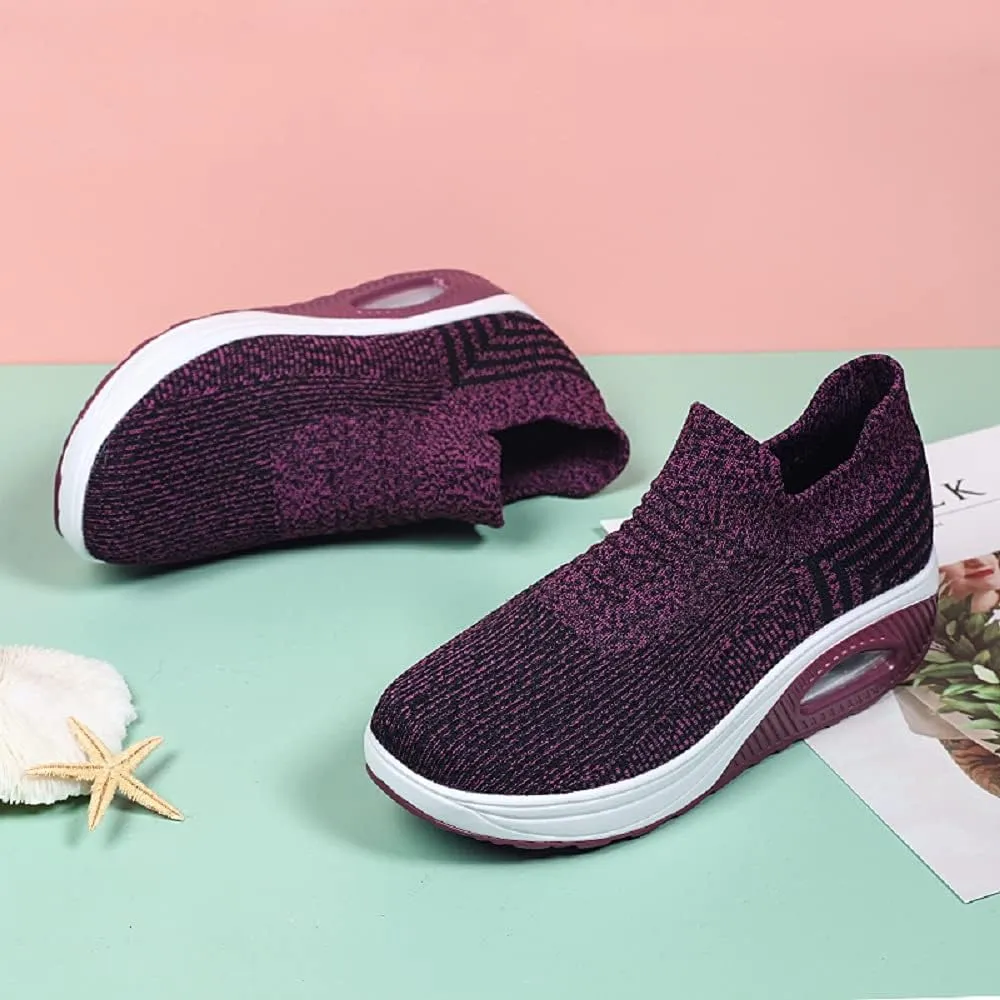 Breathable Casual Air Cushion Slip-On Orthopedic Diabetic Walking Shoes, Women's Walking Shoes Sock Sneakers