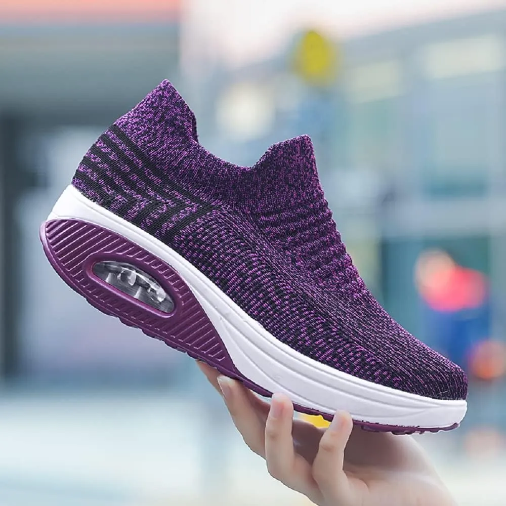 Breathable Casual Air Cushion Slip-On Orthopedic Diabetic Walking Shoes, Women's Walking Shoes Sock Sneakers