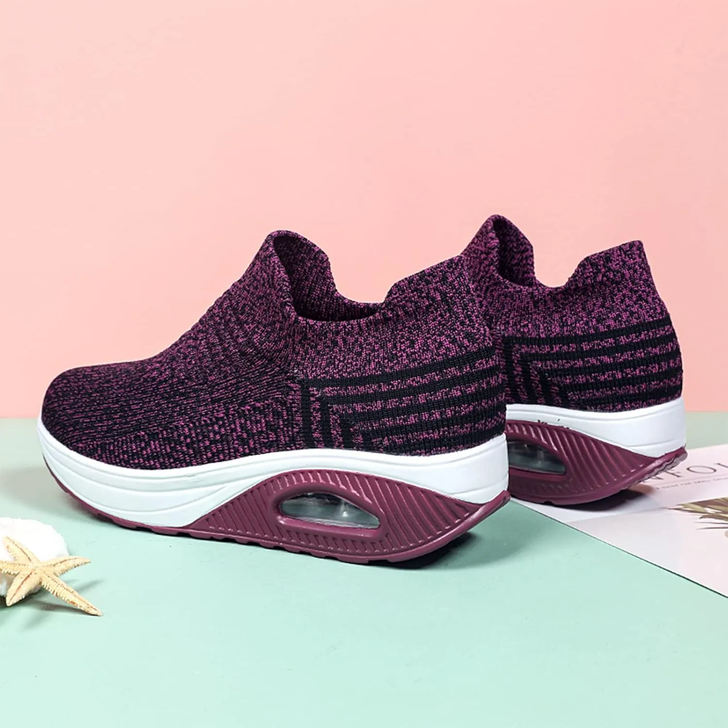 Breathable Casual Air Cushion Slip-On Orthopedic Diabetic Walking Shoes, Women's Walking Shoes Sock Sneakers