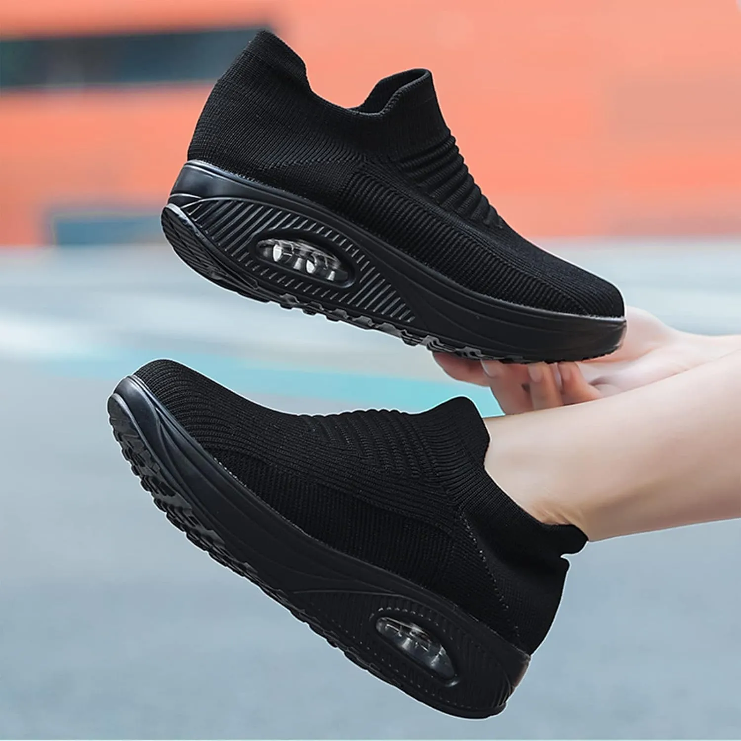 Breathable Casual Air Cushion Slip-On Orthopedic Diabetic Walking Shoes, Women's Walking Shoes Sock Sneakers