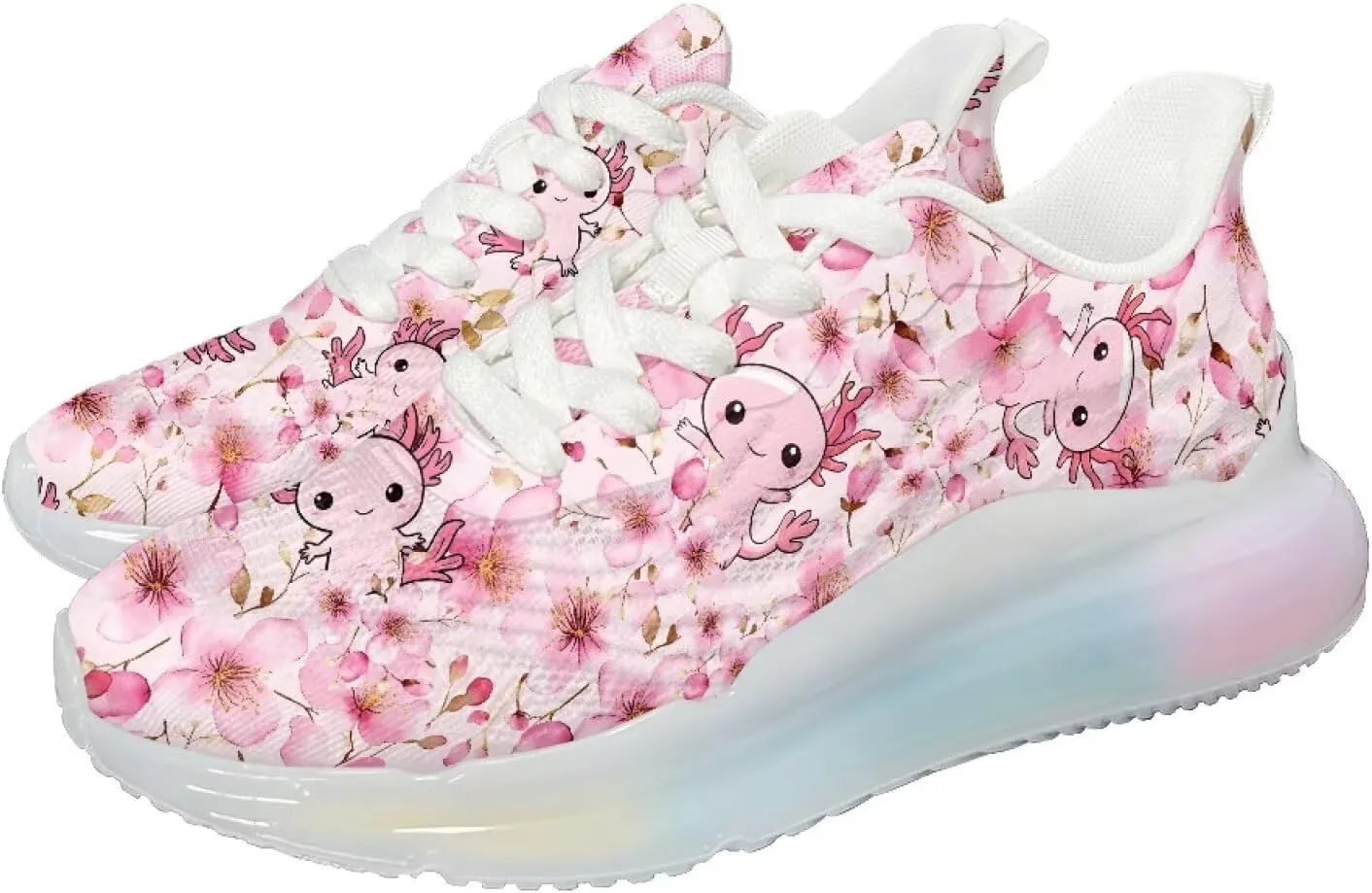 Breathable Walking Shoe Fashion Atmospheric Cushion Running Shoes for Women Comfort Soft Rubber Sole Non Slip Shoes for Gym Size 6-11 White Sole