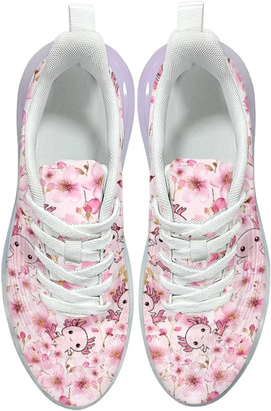 Breathable Walking Shoe Fashion Atmospheric Cushion Running Shoes for Women Comfort Soft Rubber Sole Non Slip Shoes for Gym Size 6-11 White Sole