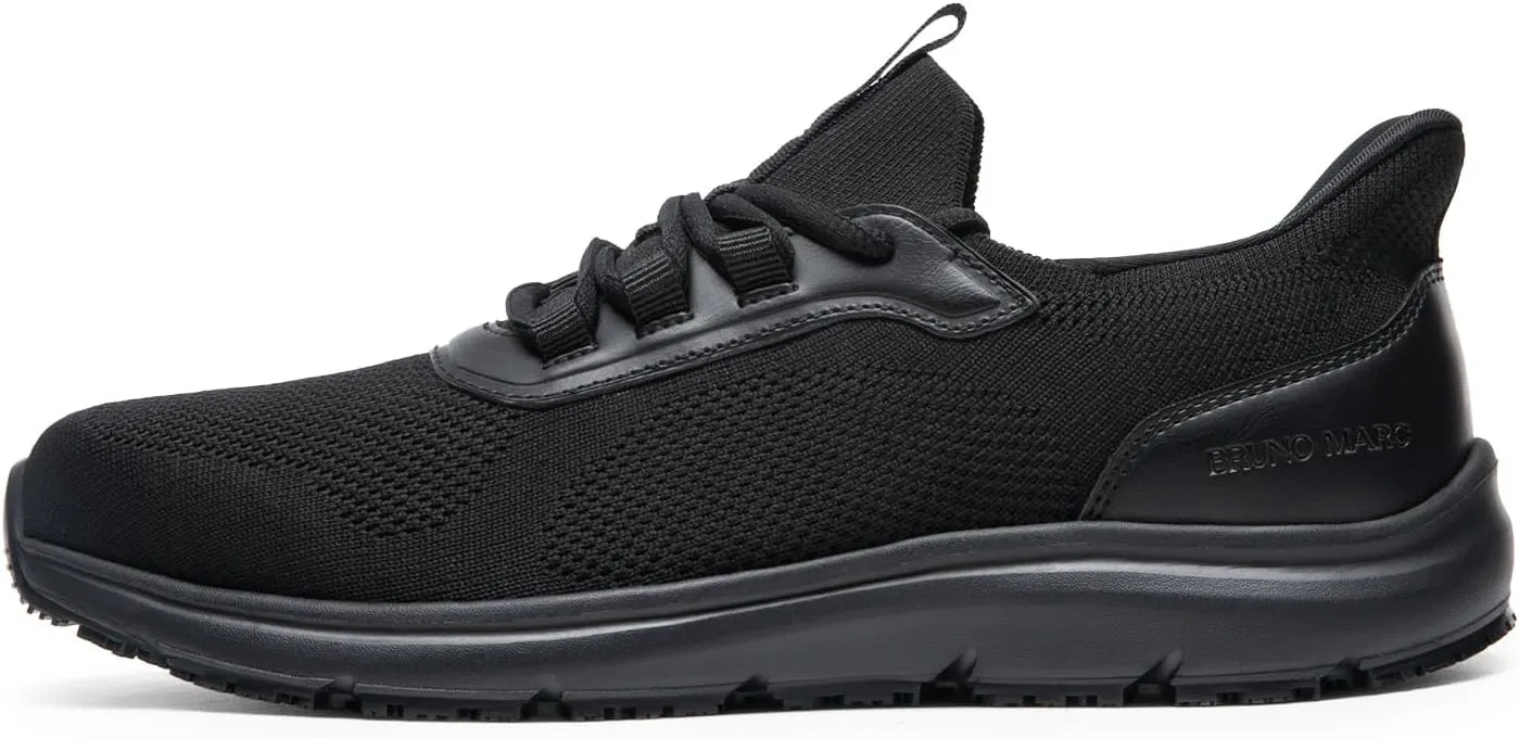Bruno Marc Men's Hands Free Non Slip Work Shoes, Water Resistance Restaurant Slip on Food Service Sneakers