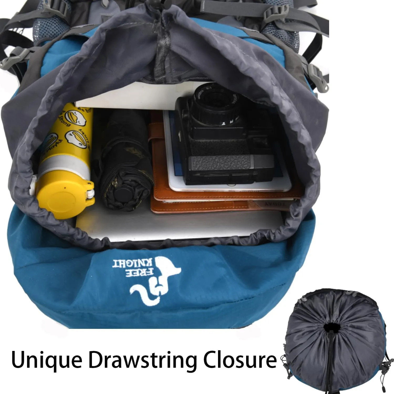 Bseash 60L Hiking Camping Backpack with Rain Cover, Waterproof Large Capacity Outdoor Sport Travel Daypack Climbing Touring (Blue)
