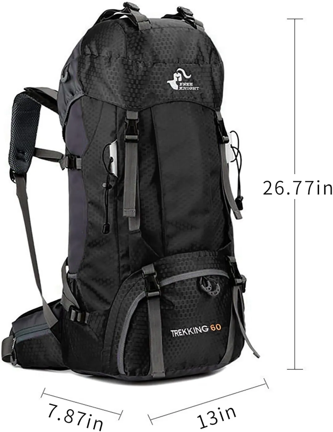 Bseash 60L Waterproof Hiking Camping Backpack with Rain Cover, Large Outdoor Sport Travel Daypack Rucksack for Climbing