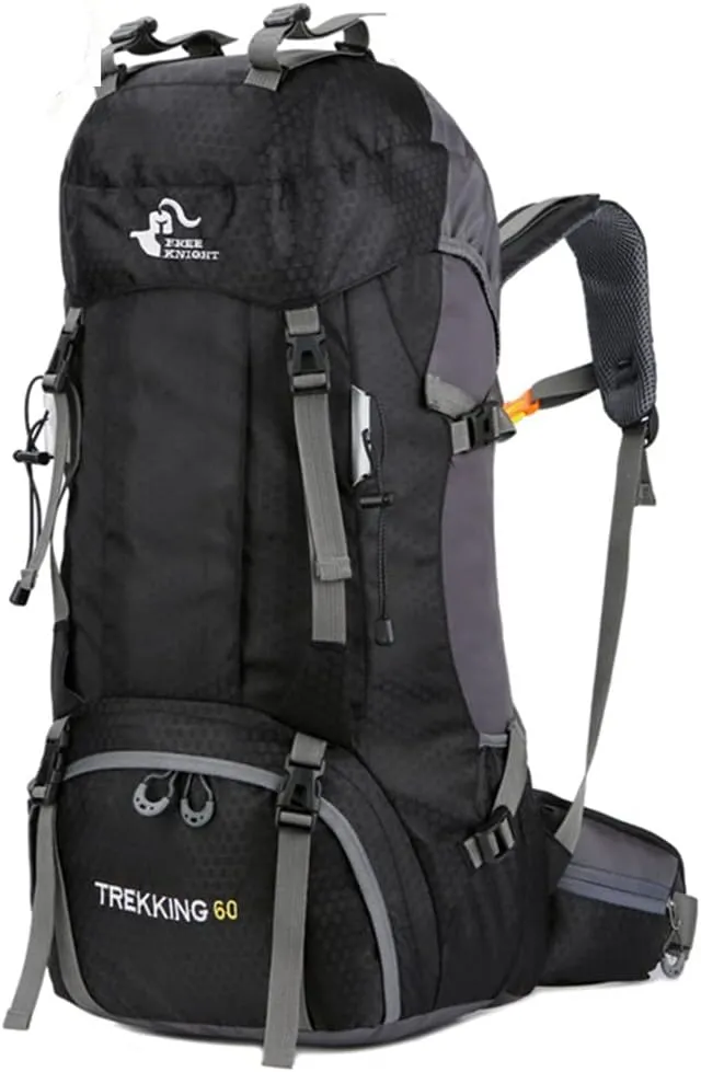 Bseash 60L Waterproof Hiking Camping Backpack with Rain Cover, Large Outdoor Sport Travel Daypack Rucksack for Climbing