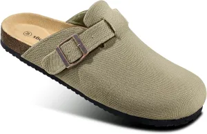 BULLIANT Men Clogs Mules Sandals Slippers Nurse Shoes Unisex-Suede Upper Cushioned Cork-Footbed